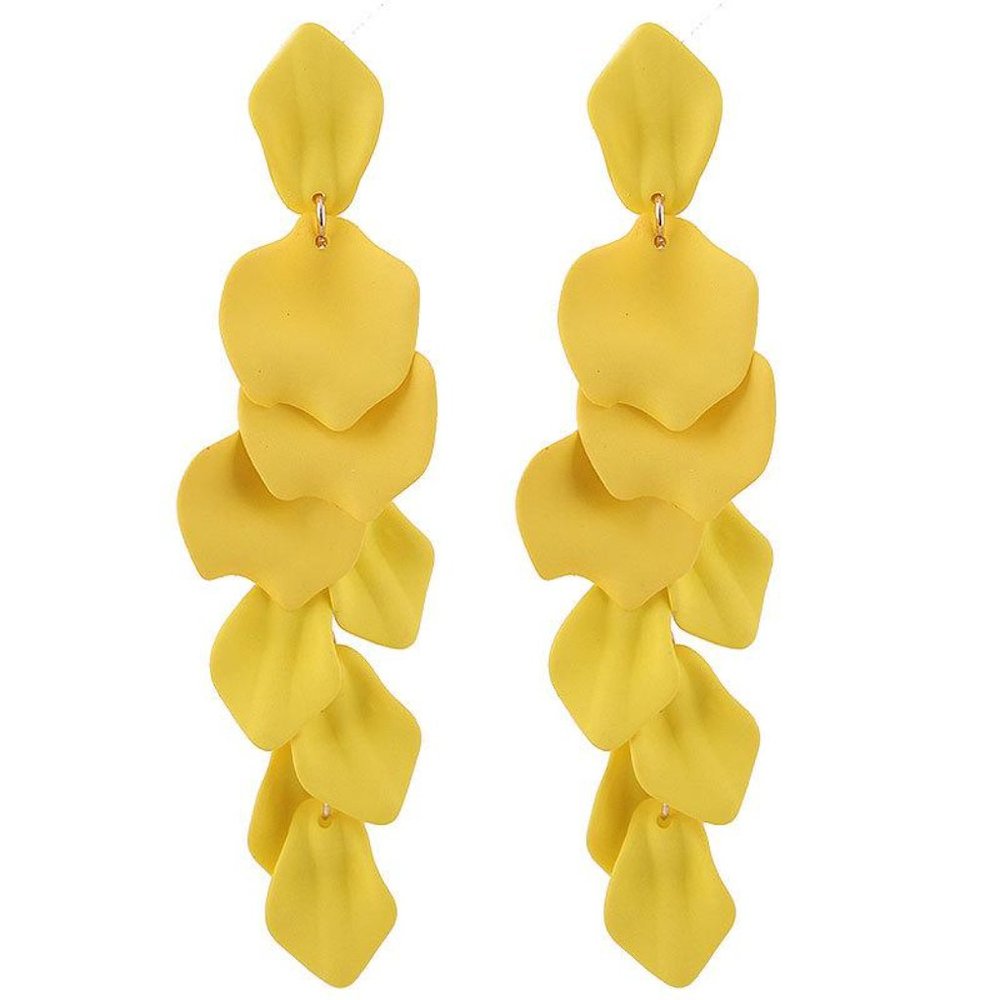 Boho Long Dangly Rose Petals Lightweight Earrings